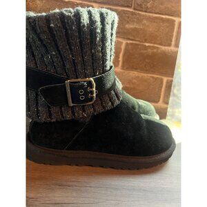 UGG Australia Cambridge Women's Black Suede Knit Shaft Boots Size 5